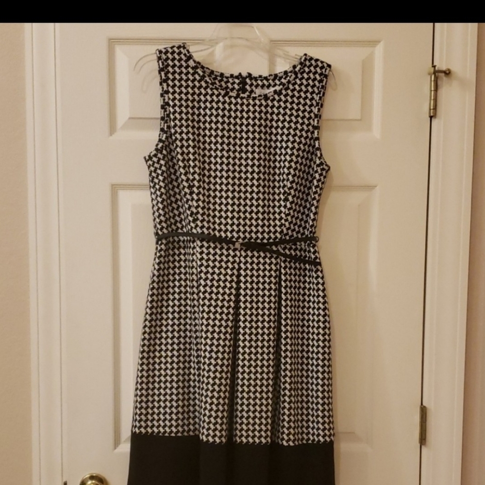 Gorgeous Houndstooth Calvin Klein Work Dress Sz 12